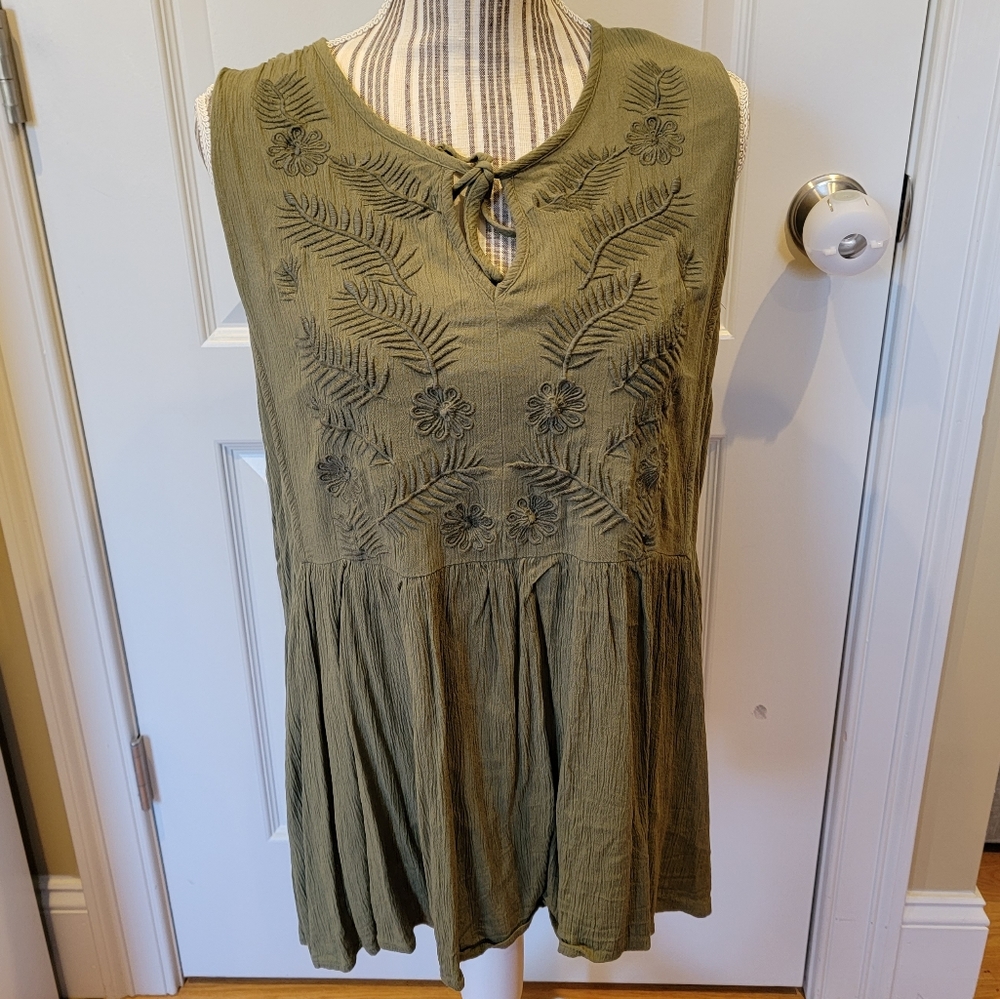 Tribal embroidered babydoll blouse